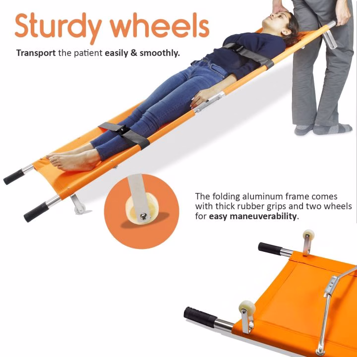 Foldable Emergency Hospital Stretcher with Wheels